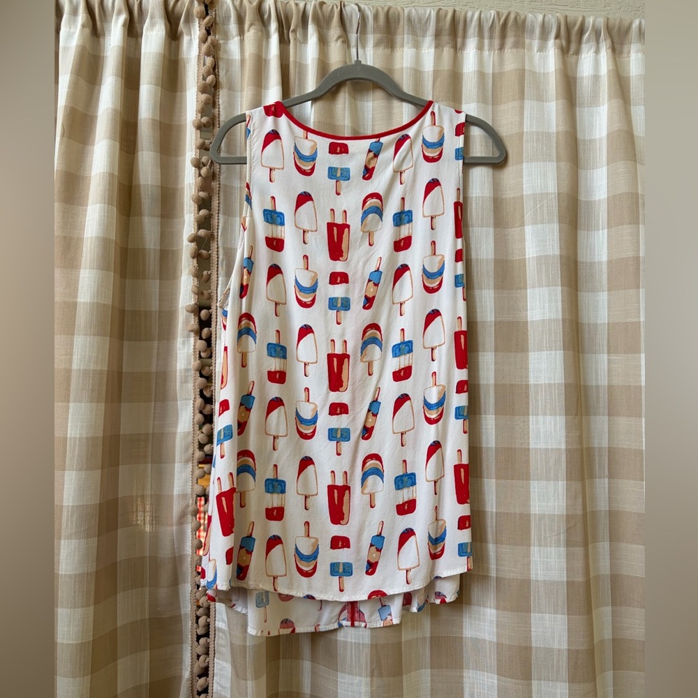 ModCloth Sleeveless Top with Red & Blue Popsicle Print - Picture 4 of 4